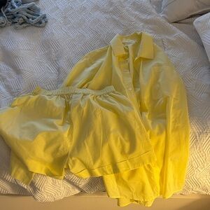 Montce Yellow Button-Up Shirt and Shorts Set